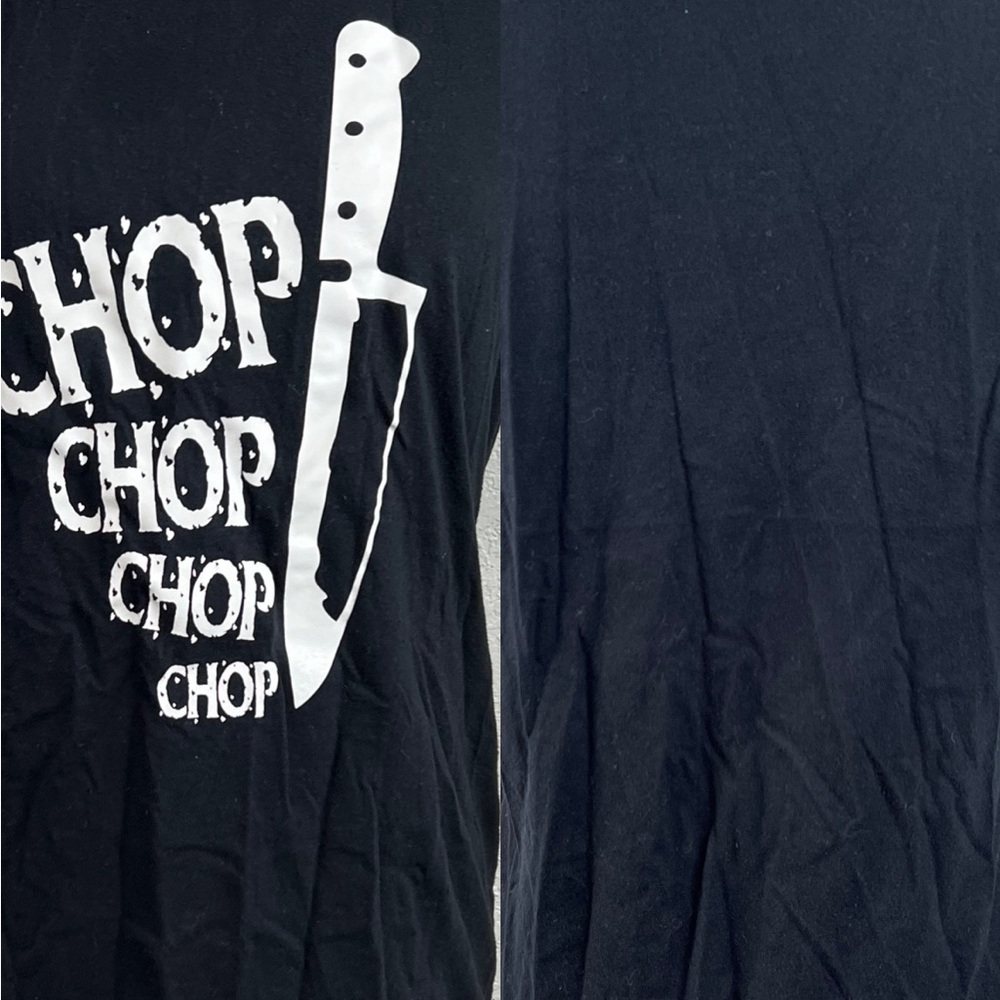 CHEFS KNIFE chop chop - cook gourmet foodie - WOMEN Cotton T-Shirt SIZE XL - Picture 5 of 8